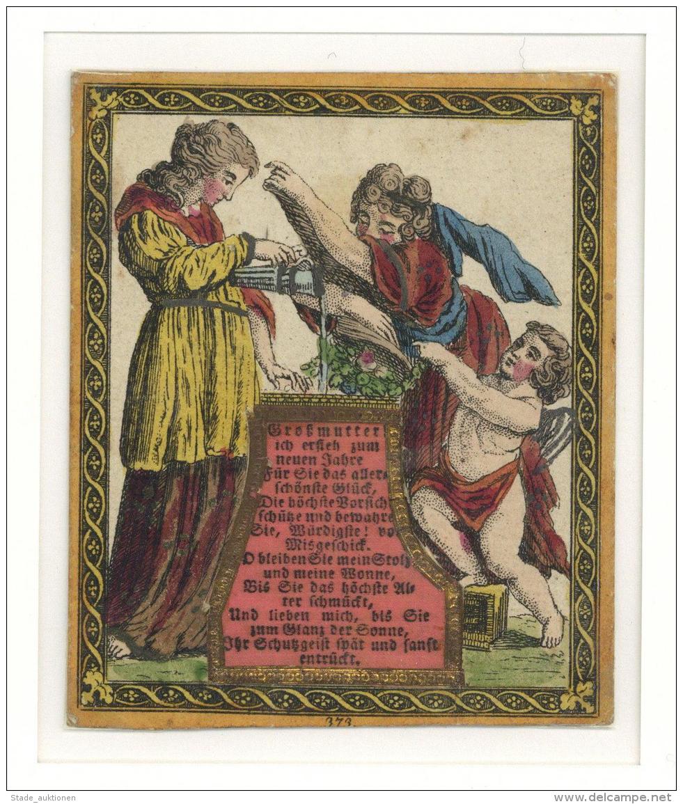 Freundschaftsbild Biedermeier Ca. 1800 Spruch Auf Atlasseide Passepartout Bild Ca.8,2 X 9,8 Cm I-II - Ohne Zuordnung