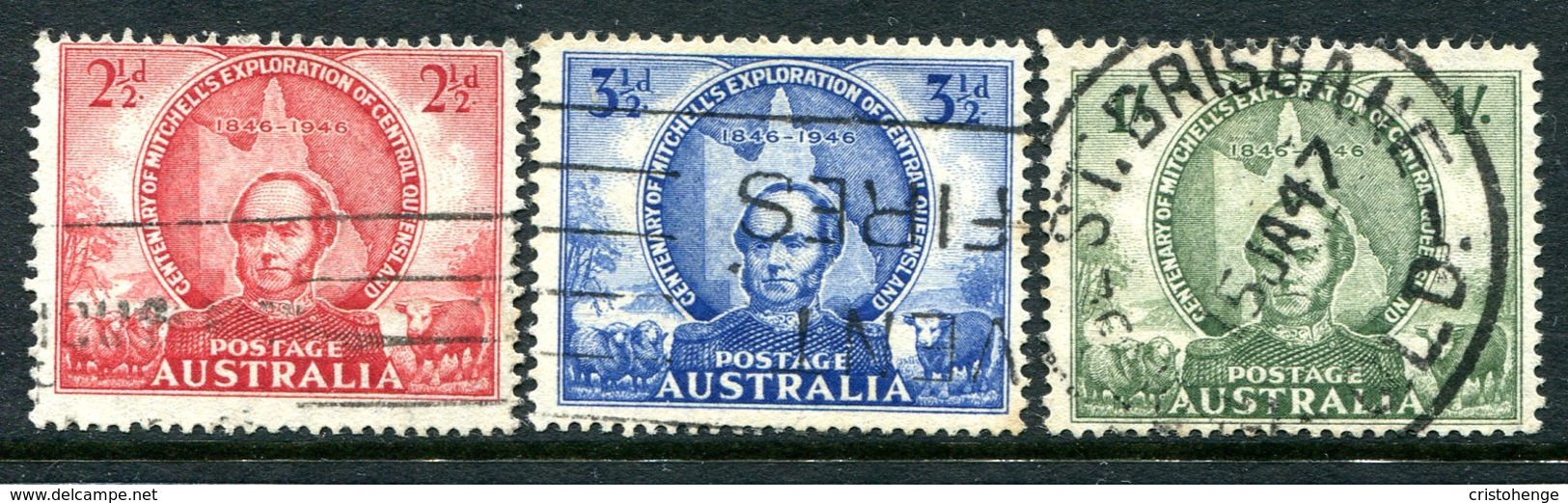 Australia 1946 Centenary Of Mitchell's Exploration Of Central Queensland Set Used (SG 216-218) - Gebruikt