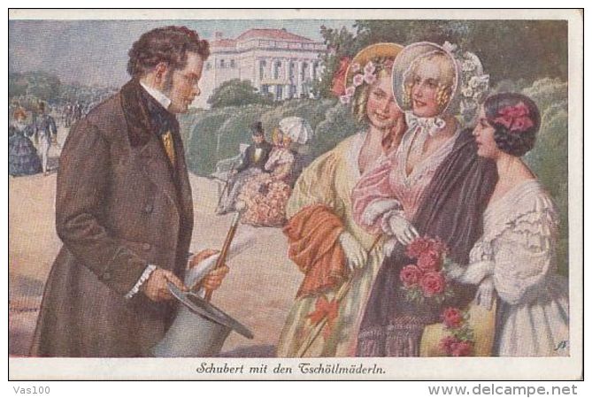 CPA ILLUSTRATIONS, SCHUBERT- SCHUBERT AND THE SCHOOL WOMEN - Schubert