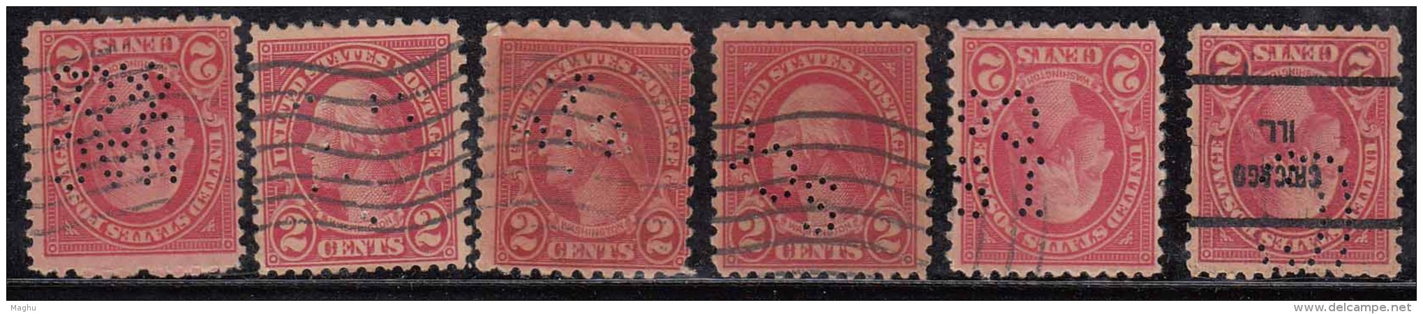 Perfins, Perfin Used USA On 2c Washington 1922 Issue, United States, As Scan - Perfins