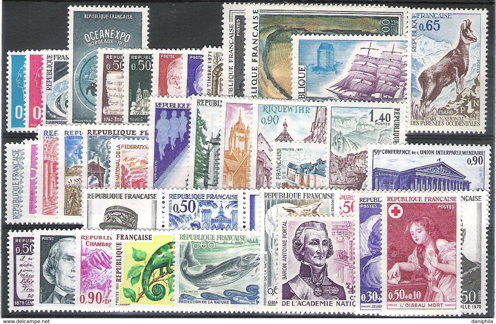 FRANCE : 1971** Année Complete  39 Valeurs ** Y&T = 29,00 Euro - 1970-1979