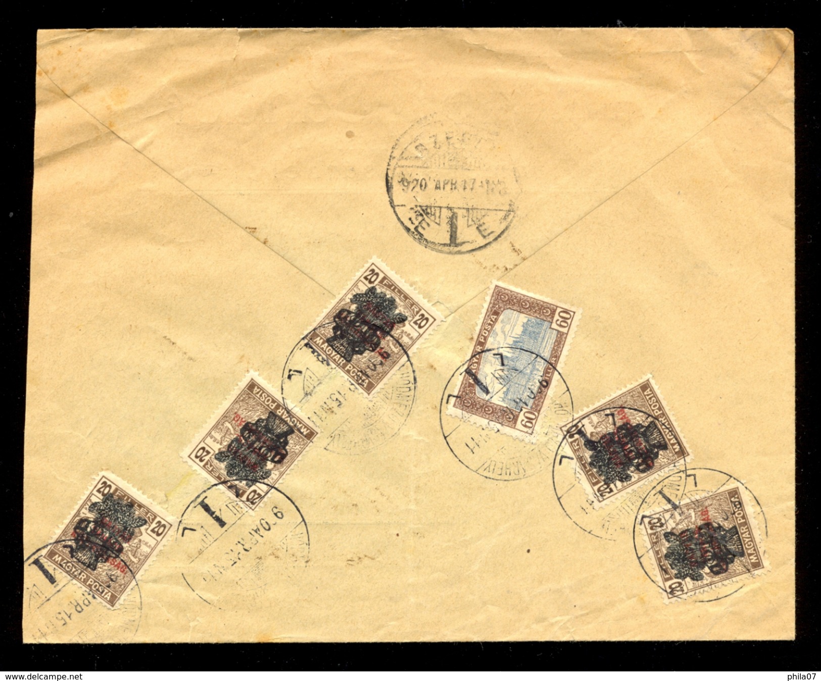 Hungary - Registered Sent Letter From Hormezovasarhely To Szeged 17.04.1919. Verticaly Bent Cover / 2 Scans - Other & Unclassified