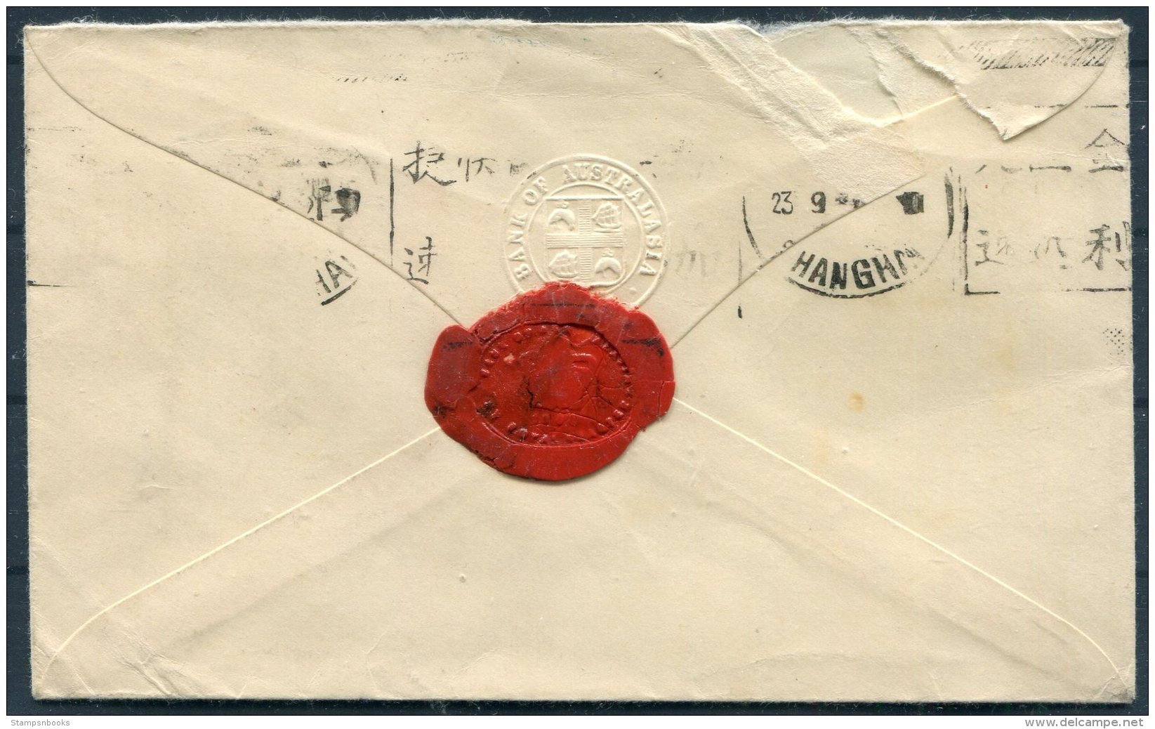 1934 Melbourne Bank Of Australia Cover - Shanghai, China - Briefe U. Dokumente