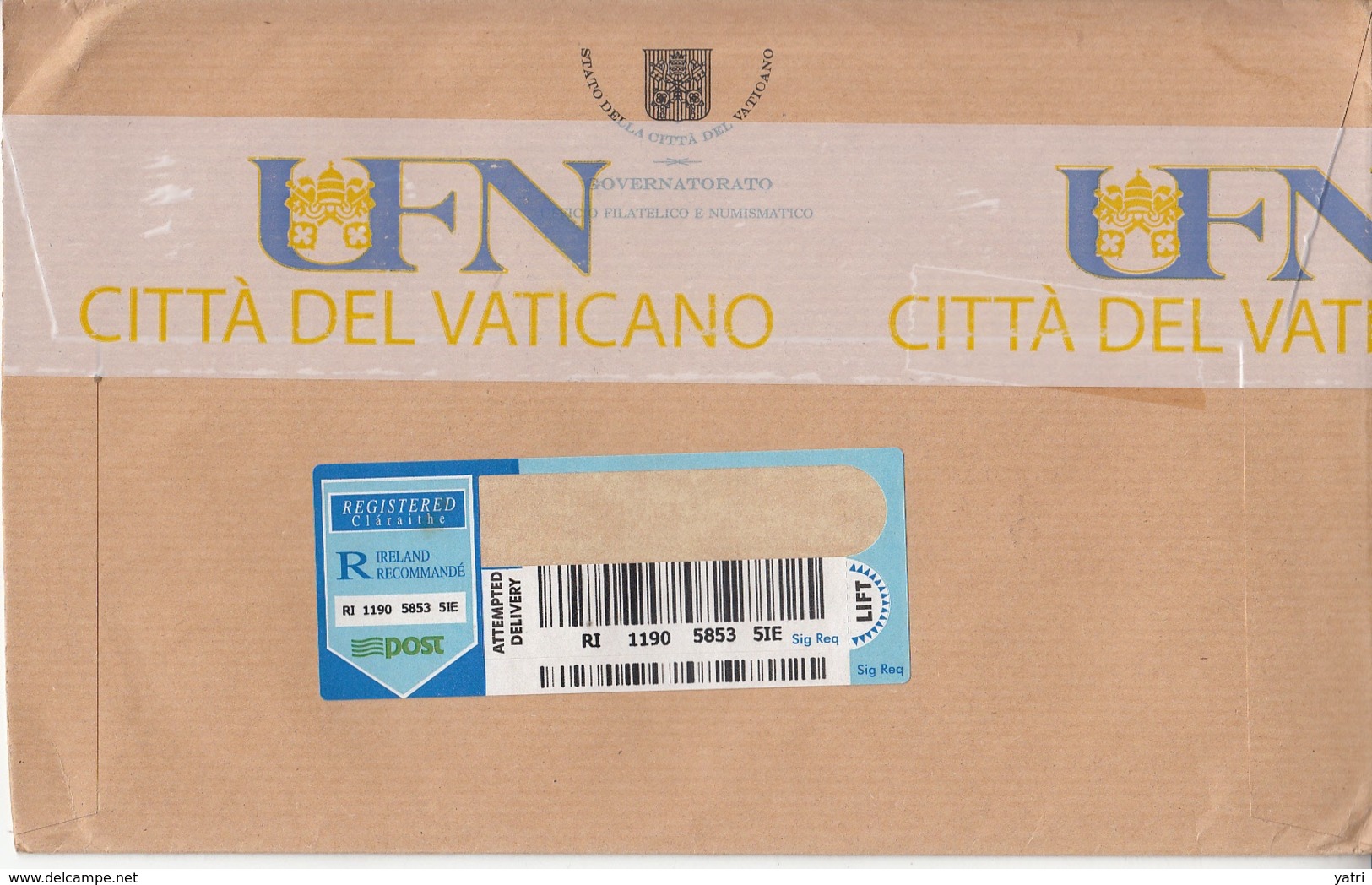 Vaticano - Raccomandata In Franchigia Postale - Covers & Documents