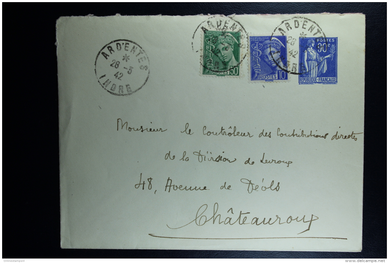 France: Enveloppe Paix  90 C  Type F3 , 147 X 112 Mm  Uprated  Used - Standard- Und TSC-Briefe (vor 1995)