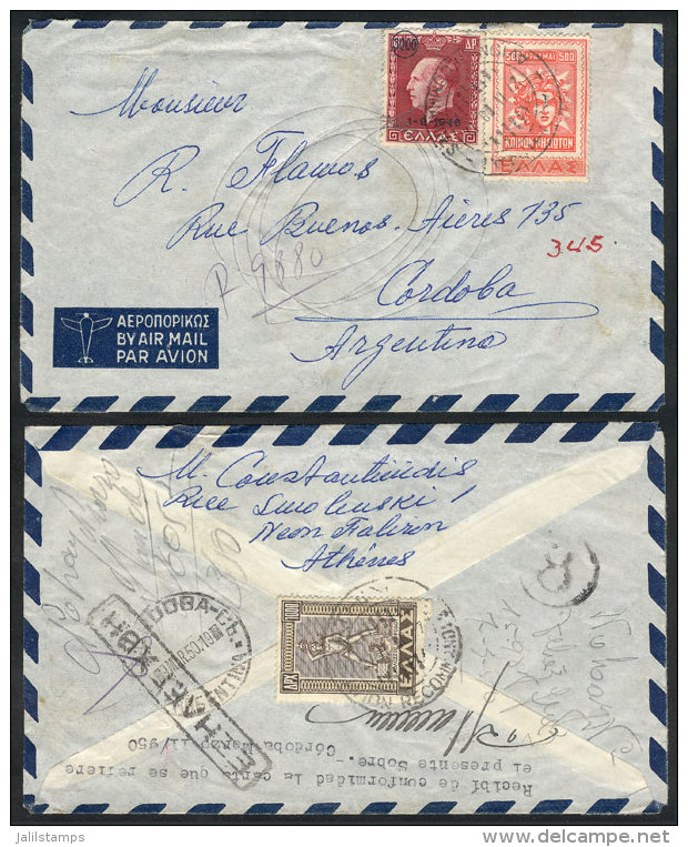 Airmail Cover Sent From Athens To Argentina On 27/FE/1950 Franked With 4.500d. The Address Was Incorrect (wrong... - Sonstige & Ohne Zuordnung