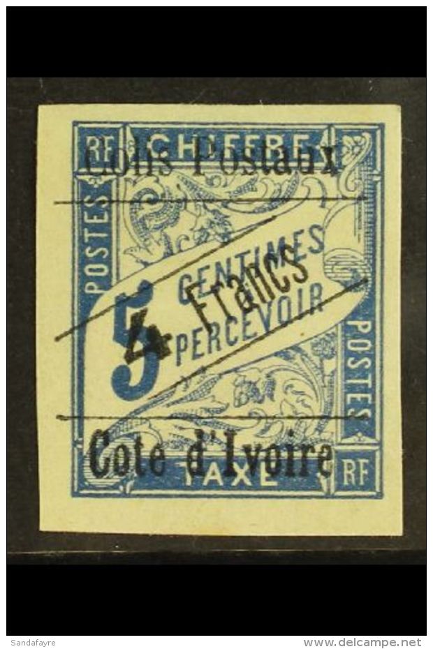 IVORY COAST PARCEL POST 1904 4f On 5c Bright Blue Overprint (Yvert 16, SG P35), Fine Mint, Four Large Margins,... - Autres & Non Classés