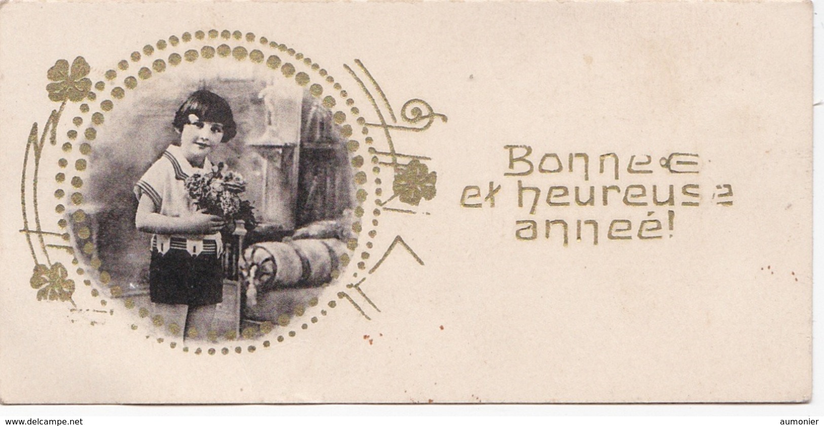 CARTE BONNE ANNEE - Jeune Fille En Médaillon . - New Year