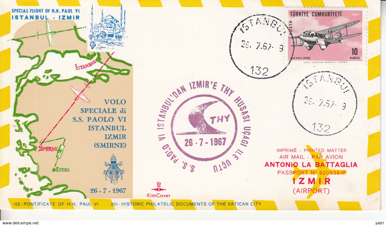 Turchia - 1967 Volo Speciale Istanbul Smirne - Airmail