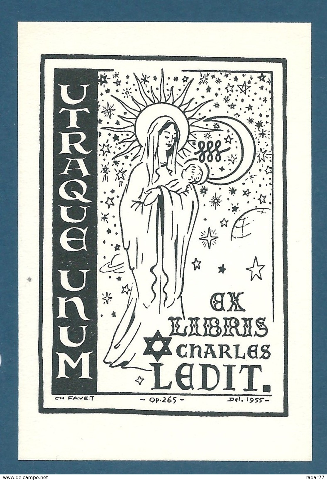 Ex-libris Charles LEDIT "Utraque Unum" - Ex-libris