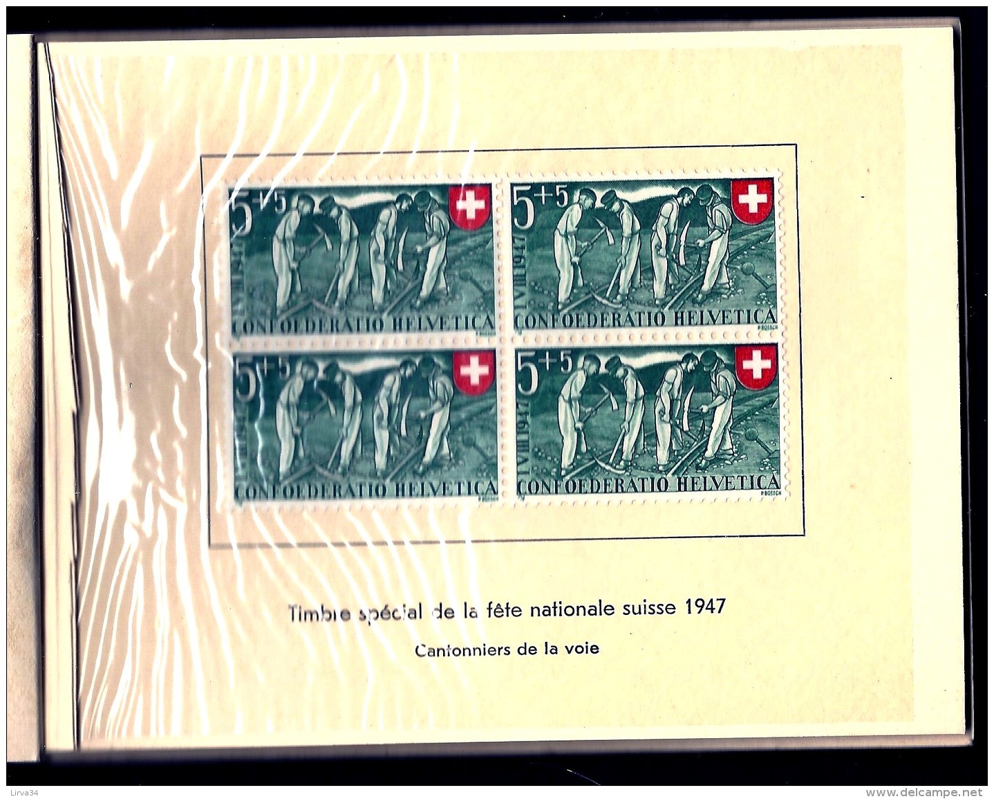 CARNET PTT SUISSE- 6 BLOCS DE 4 TIMBRES NEUFS DE 1947 COLLÉS SUR SUPPORT- SOUS PAPIER CRISTAL TRANPARENT- 7 SCANS - Carnets