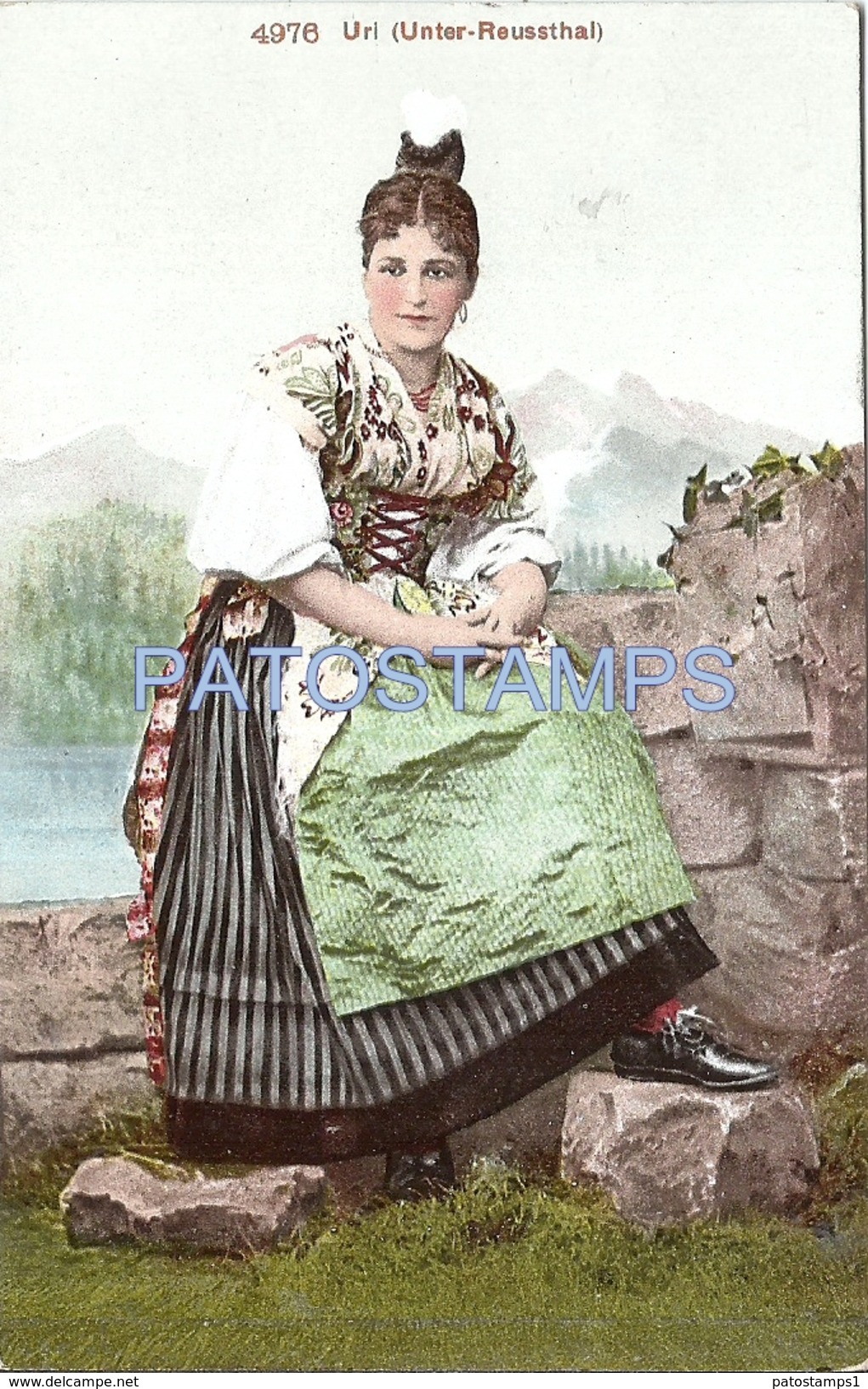 71053 SWITZERLAND URI UNTER REUSSTHAL COSTUMES WOMAN POSTAL POSTCARD - Thal