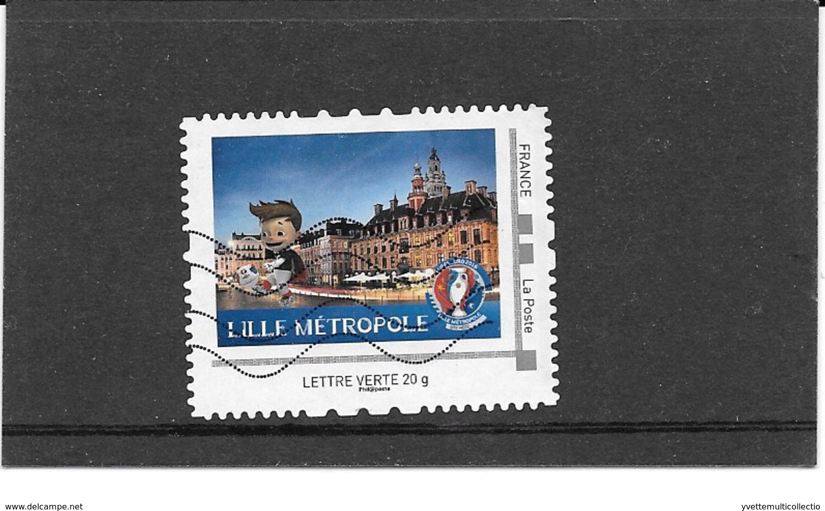 FRANCE 2016.TIMBRE COLLECTOR MONTIMBRAMOI OBLITERE.EURO 2016 DE FOOTBALL. " LILLE  " IDT PHILAPOSTE. LETTRE VERTE 20 G - Oblitérés