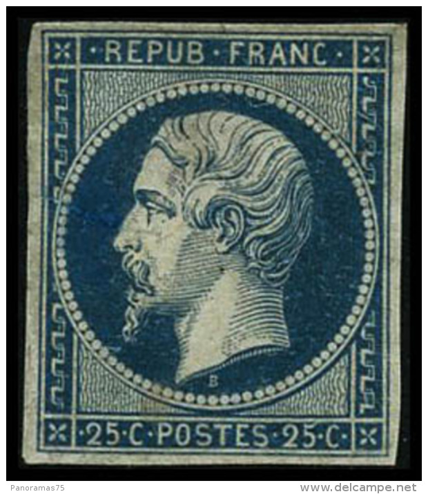 N&deg;10 25c Bleu, Gomme Diminu&eacute;e - B - 1852 Luigi-Napoleone