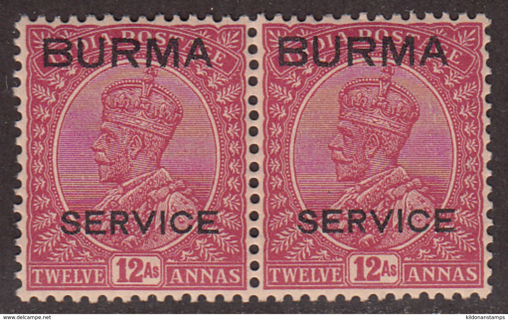 Burma 1937 Official, Mint No Hinge, Pair, Sc# O10, SG# O10 - Birmanie (...-1947)