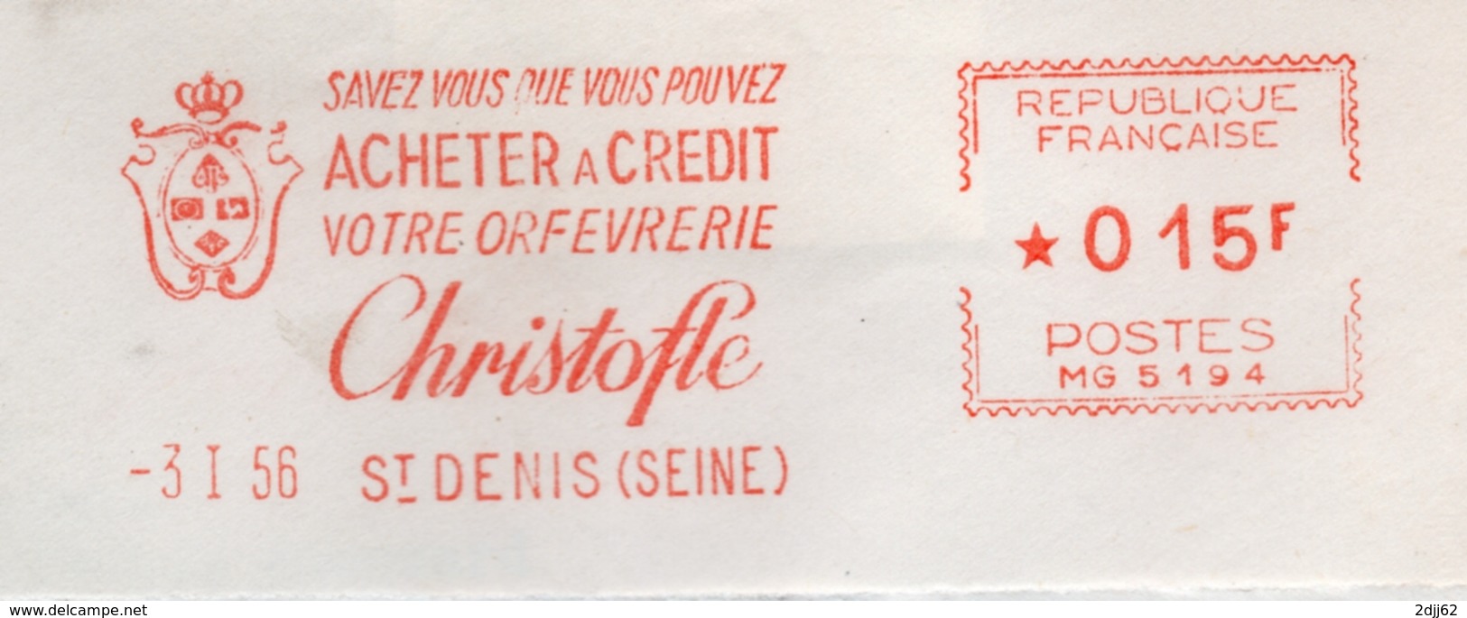 Mode, Bijoux, Orfèvrerie, Achat, Crédit, "Christofle", Saint Denis- EMA Havas MG- Devant D'enveloppe   (S017) - Sonstige & Ohne Zuordnung