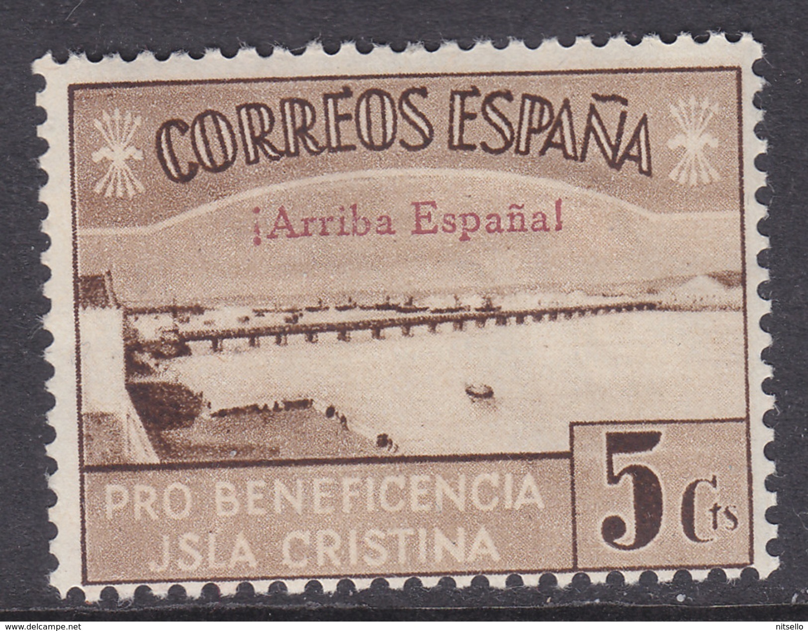 LOTE 2230  ///  (C100) GUERRA CILVIL VIÑETA ISLA CRISTINA Nº 18 FESOFI/SOFIMA -  ARRIBA ESPAÑA - 5 CTS. CASTAÑO **MNH - Nationalist Issues