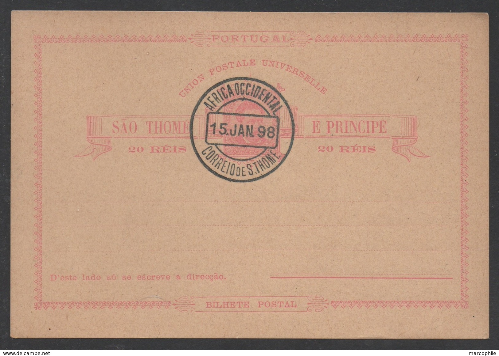 AFRICA OCCIDENTAL - SAO THOME / 1898 ENTIER POSTAL OBLITERE (ref 4782) - Portugees-Afrika