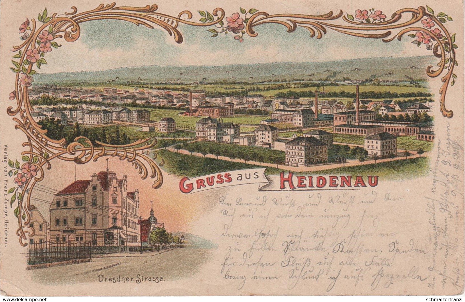 Litho AK Heidenau Dresdner Strasse Fabrik Gasthof Bei Pirna Dohna Dresden Graupa Zschachwitz Pratzschwitz Niedersedlitz - Maxen