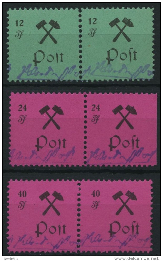 GROSSR&Auml;SCHEN 25-27IPFII **, 1945, 12 - 40 Pf., Type I, Je Mit Plattenfehler S Ohne Kopf (Feld 7), In Waagerechten P - Other & Unclassified