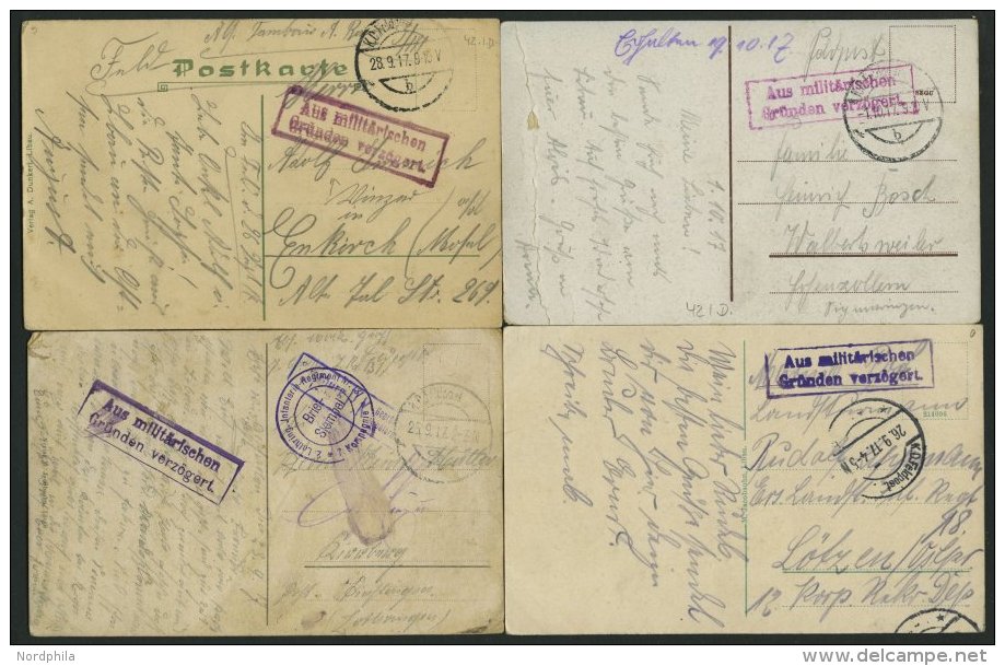 FELDPOST I.WK 1915/17, 7 Feldpostkarten Aus Dem Baltikum, Mit Verschiedenen Stempeln Aus Milit&auml;rischen Gr&uuml;nden - Used Stamps