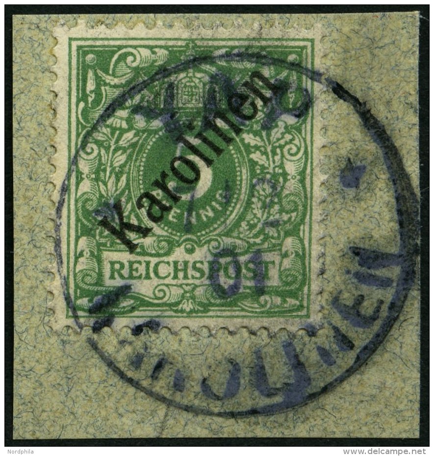 KAROLINEN 2I BrfStk, 1899, 5 Pf. Diagonaler Aufdruck, Stempel YAP, Prachtbriefst&uuml;ck, Gepr. Pfenninger, Mi. (750.-) - Caroline Islands