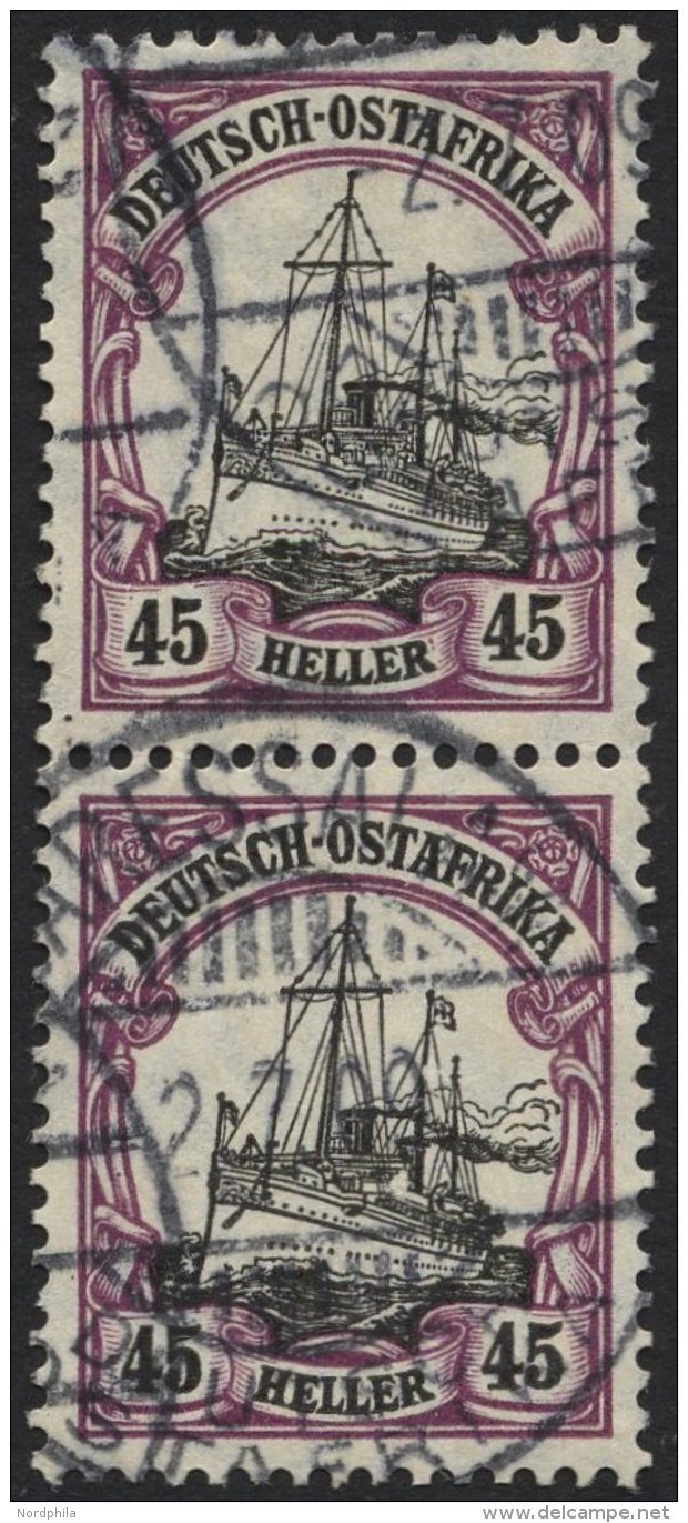 DEUTSCH-OSTAFRIKA 36 Paar O, 1906, 45 H. Mittelbraunviolett/schwarz, Mit Wz., Im Senkrechten Paar, Pracht, Mi. (140.-) - German East Africa