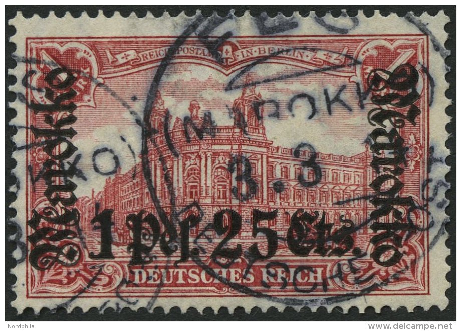 DP IN MAROKKO 55IA O, 1911, 1 P. 25 C. Auf 1 M., Friedensdruck, Stempel FES, Pracht, Mi. (80.-) - Morocco (offices)