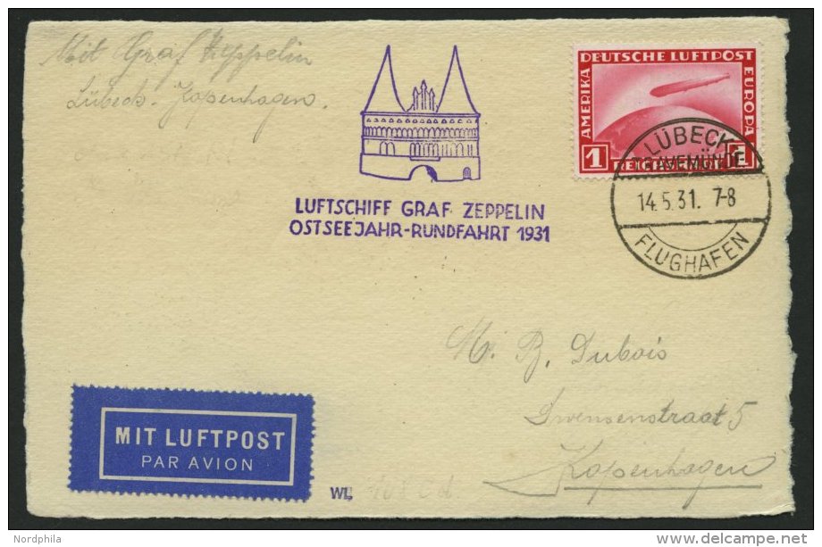 ZEPPELINPOST 108Cd BRIEF, 1931, Ostseejahr-Rundfahrt, Auflieferung L&uuml;beck, Abwurf Kopenhagen, Prachtkarte - Airmail & Zeppelin