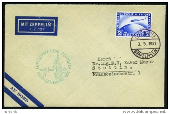 ZEPPELINPOST 108Bb BRIEF, 1931, Ostseejahr-Rundfahrt, Friedrichshafen-L&uuml;beck, Frankiert Mit Mi.Nr. 455, Prachtkarte - Airmail & Zeppelin