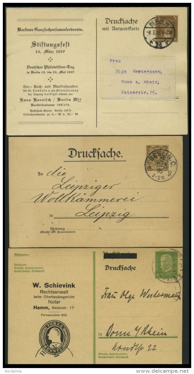 GANZSACHEN DP 14/01 BRIEF, Dienstmarken: 1920, 10 Pf. Staatsbeh&ouml;rden Mit Stempel WINTERBACH O.A. SCHORNDORF Auf Pra - Other & Unclassified