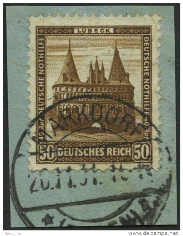 Dt. Reich 462 BrfStk, 1931, 50 Pf. L&uuml;beck, Holstentor, Prachtbriefst&uuml;ck, Mi. (100.-) - Used Stamps