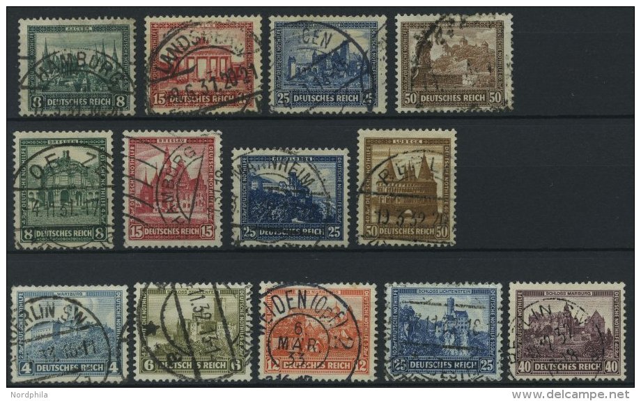 Dt. Reich 450-3,59-62,74-78 O, 1930-32, Bauwerke I - III, 3 S&auml;tze Feinst/Pracht, Mi. 390.- - Used Stamps