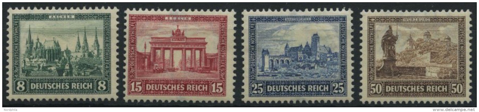 Dt. Reich 446-49 *, 1930, IPOSTA, Gro&szlig;er Falzrest, Prachtsatz, Mi. 160.- - Used Stamps