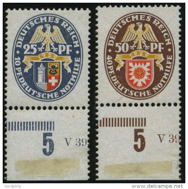 Dt. Reich 433/4 **, 1929, 25 Und 50 Pf. Nothilfe, 2 Prachtwerte, Mi. 230.- - Used Stamps