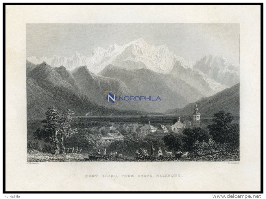 Der MONTBLANC Von Salenche Aus Stahlstich Von Bartlett/Benjamin, 1836 - Lithographien