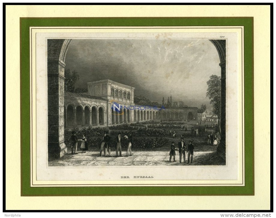 BAD KISSINGEN: Der Kursaal, Stahlstich Von B.I. Um 1840 - Lithographies