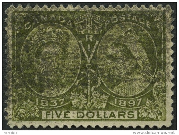 KANADA 53 O, 1897, 5 $ Olivgr&uuml;n, Etwas Unsauber Gestempelt Sonst Pracht, Mi. 800.- - Canada