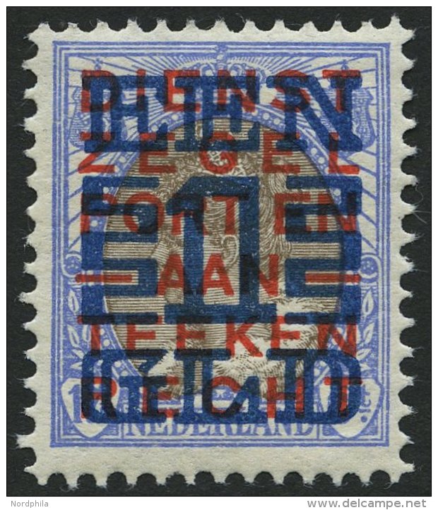 NIEDERLANDE 137A *, 1923, 1 G. Auf 171/2 C. Ultramarin/braun, Falzreste, Gez&auml;hnt K 121/2, Falzrest, Pracht - Netherlands