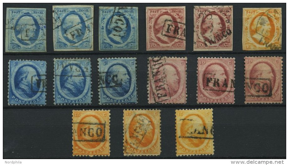 NIEDERLANDE 1-6 O, 1852/64, K&ouml;nig Willem III, 15 Werte In Nuancen, Feinst/Pracht - Other & Unclassified