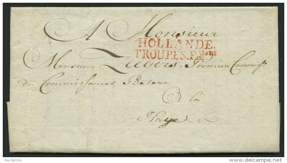 NIEDERLANDE 1802, HOLLANDE/TROUPES. FAISES, Roter L2 Auf Brief Mit Inhalt Aus Der Batavischen Republik, Pracht - Netherlands