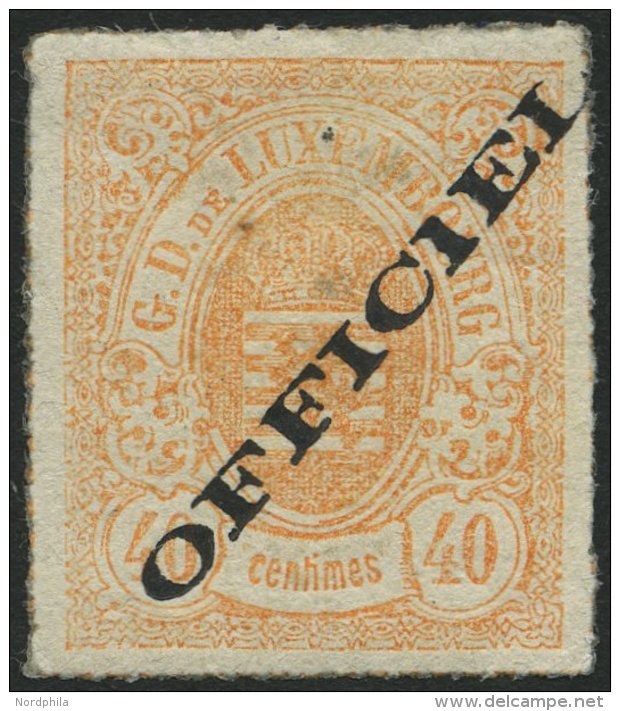 DIENSTMARKEN D 8Ib *, 1875, 40 C. Mattorange OFFICIEL, Type I, Falzrest, Pracht, Gepr. Engel, Mi. 220.- - Officials