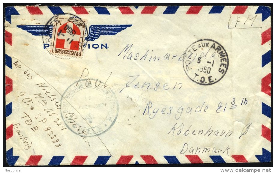 FRANKREICH FELDPOST 801,848 BRIEF, 1950, 1 Fr. Provinzwappen Und R&uuml;ckseitig 6 Fr. Karminrosa Mit Zwischensteg Im Pa - Sonstige & Ohne Zuordnung