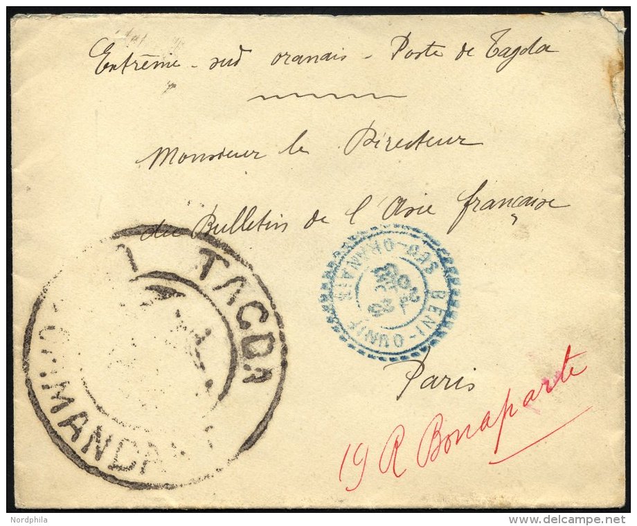 FRANKREICH FELDPOST 1903, Feldpostbrief Aus Beni-Ounif Mit Gro&szlig;em Schwarzen Milit&auml;rstempel TAGDA/COMMANDANT, - Other & Unclassified