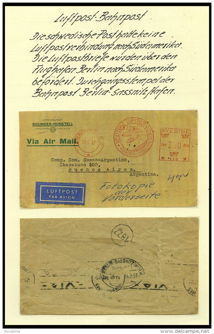 BAHNPOST Luftpost-Bahnpost, 1937-1963, 4 Verschiedene Belege, Dabei Feldpostbrief Nach Leningrad, Feinst/Pracht - Franking Machines (EMA)