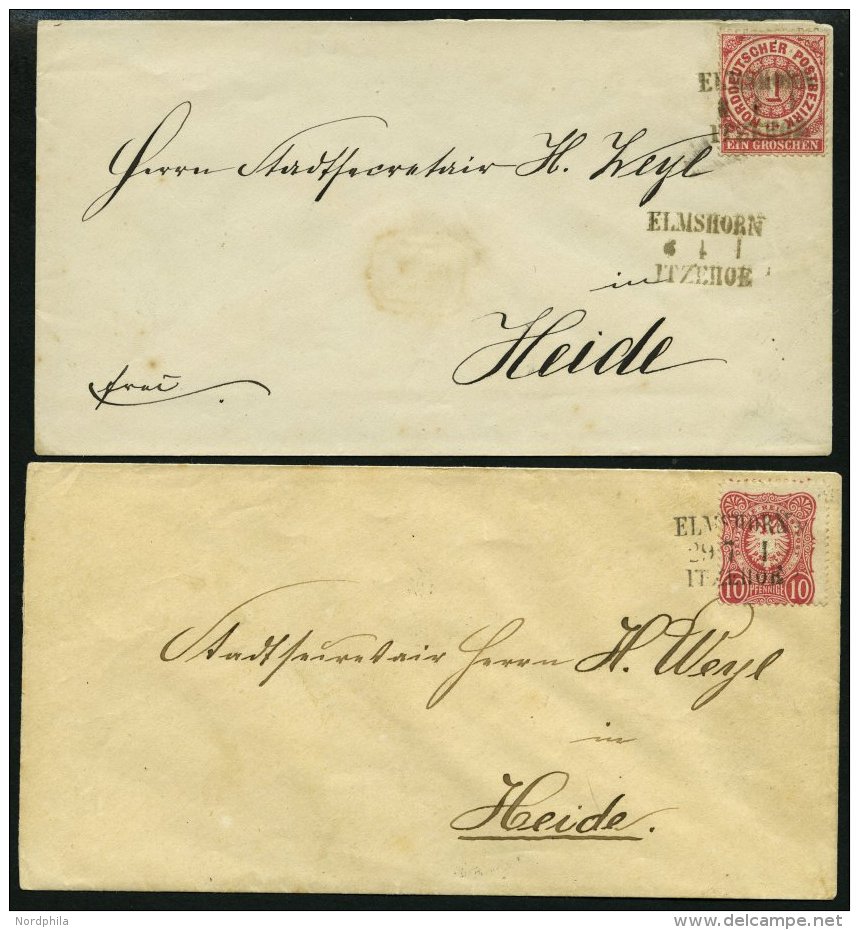 BAHNPOST NDP 16,DR 33 BRIEF, Elmshorn-Itzehoe, L3 Auf Brief Mit 1 Gr. Karmin Von 1869 Und Mit 10 Pfe. Karmin Von 1882, P - Maschinenstempel (EMA)