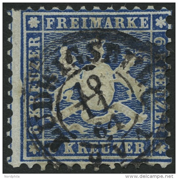 W&Uuml;RTTEMBERG 27aI O, 1864, 6 Kr. Blau Mit Plattenfehler Einbuchtung In Der Linken Randlinie Neben Erstem E In Kreuze - Other & Unclassified