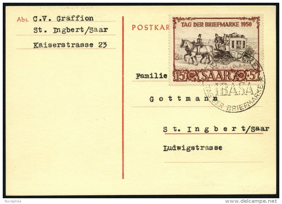 SAARLAND 291 BRIEF, 1950, 15 Fr. IBASA Mit Sonderstempel Vom 24.4. Auf Maximumkarte, Pracht - Other & Unclassified