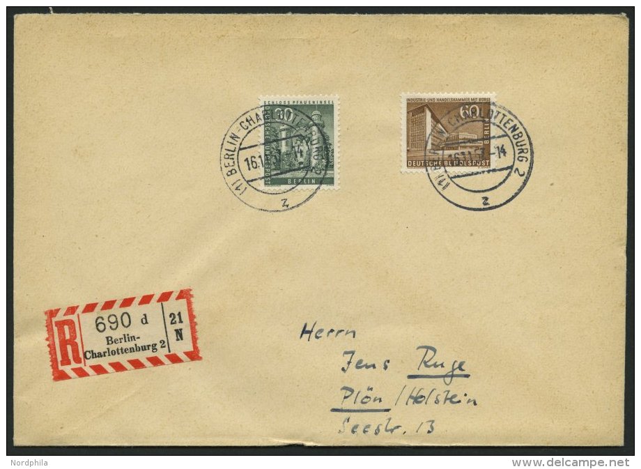 BERLIN 148,151 BRIEF, 1957, 30 Pf. Schloss Pfaueninsel Und 60 Pf. Industrie- Und Handelskammer Auf FDC, Pracht, Mi. 200. - Other & Unclassified