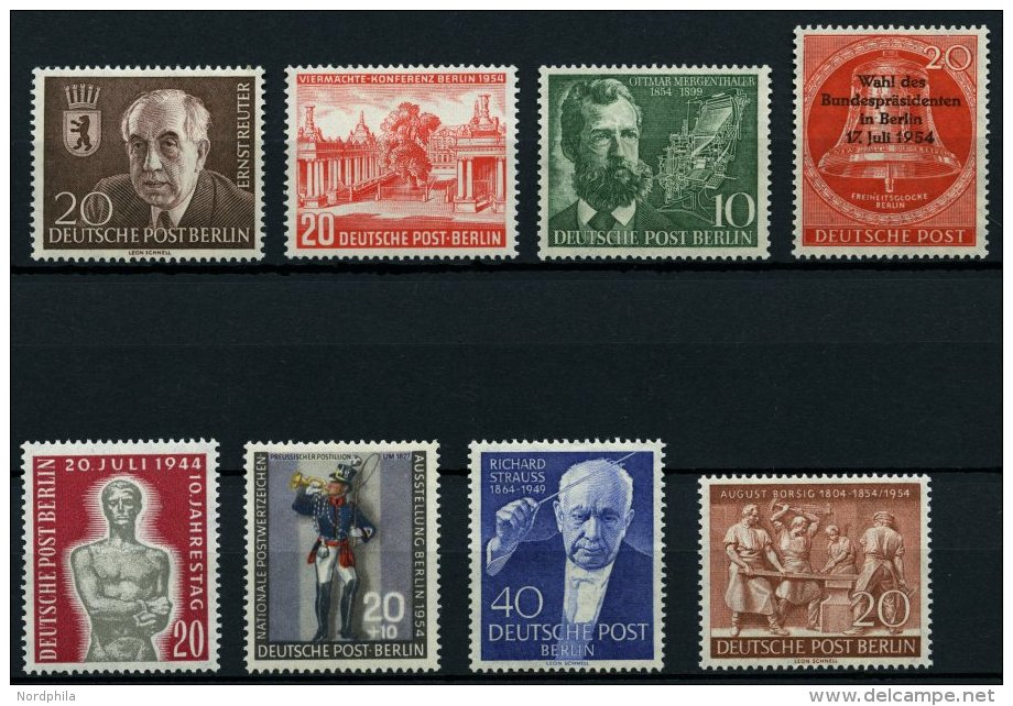 BERLIN 115-20,124/5 **, 1954, 8 Verschiedene Prachtwerte - Used Stamps